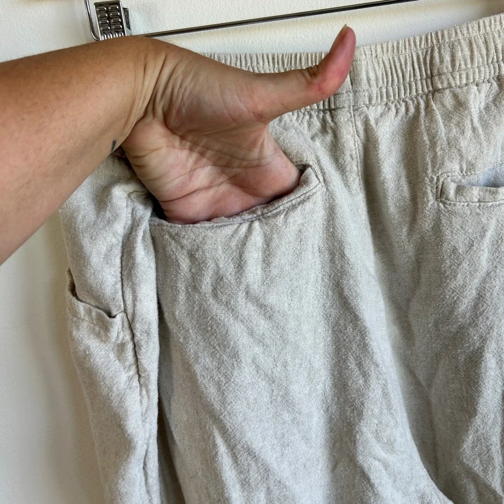 Old Navy Mens XL Oatmeal Beige Linen Blend Elastic Waist Jogger Pants